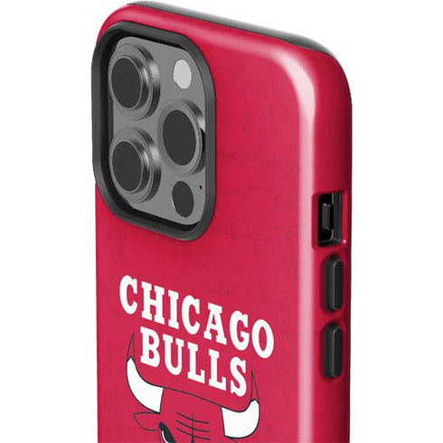NBA Chicago Bulls Red Distressed iPhone 15 Pro Impact Case